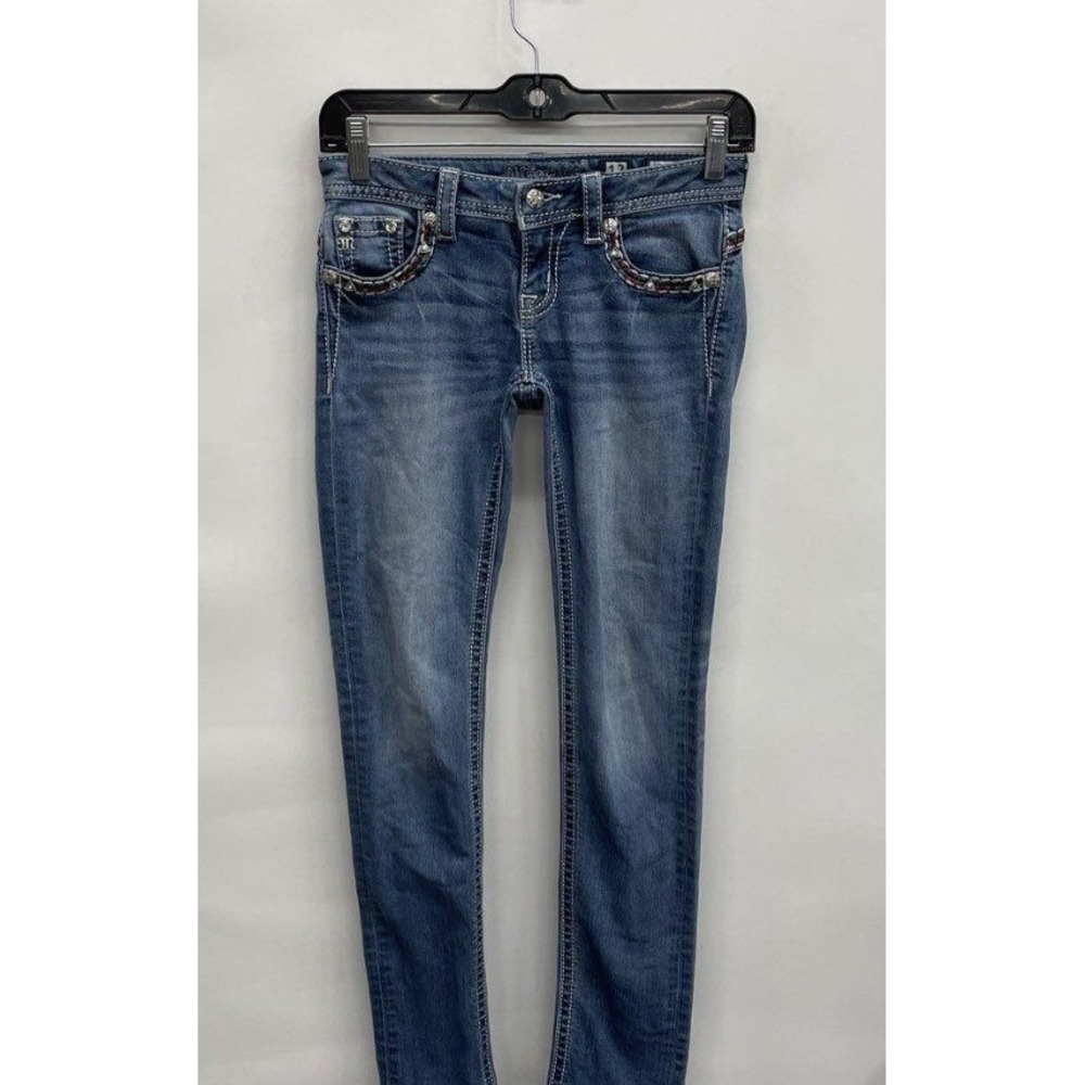 Miss Me Girls Embroidered Skinny Jeans Blue JK7698S3 Size 12